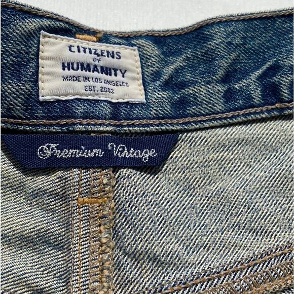 New Citizens of Humanity Blue Dirty Wash Distressed Cutoff Jean Mini Skirt Sz 27 - Picture 7 of 11